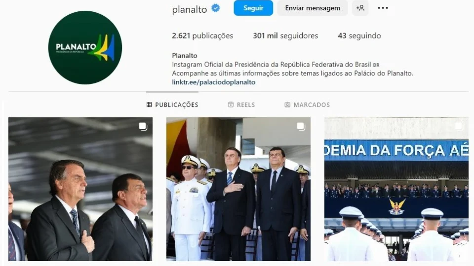Instagram da Presidência da República segue desatualizado e com destaque a Bolsonaro
