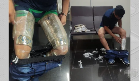 VÍDEO: homem é preso com três quilos de droga amarrados na coxa em Manaus