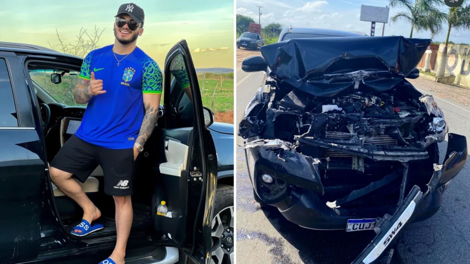 Cantor Wallas Arrais sofre acidente de carro em Aracaju, no Sergipe