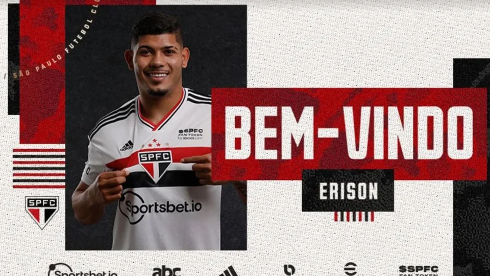 São Paulo anuncia contratação do atacante Erison, nono reforço para 2023