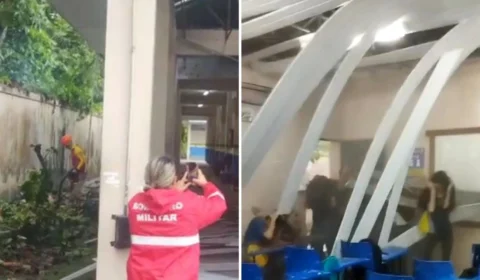 VÍDEO: árvore cai sobre telhado de escola em Manaus e deixa alunos feridos