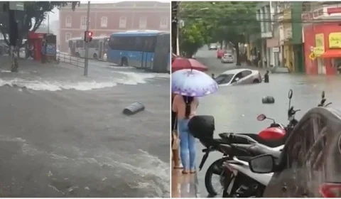 Chuva causa transtorno e alagamentos no Centro de Manaus nesta quinta (16)