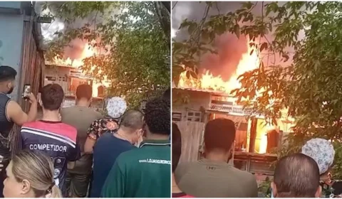 VÍDEO: incêndio destruiu uma casa no bairro São Jorge, Zona Oeste de Manaus