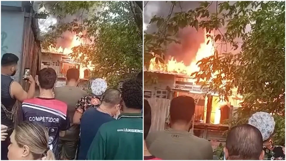 VÍDEO: incêndio destruiu uma casa no bairro São Jorge, Zona Oeste de Manaus