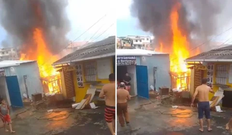VÍDEO: incêndio destrói casa no São Jorge na Zona Oeste de Manaus