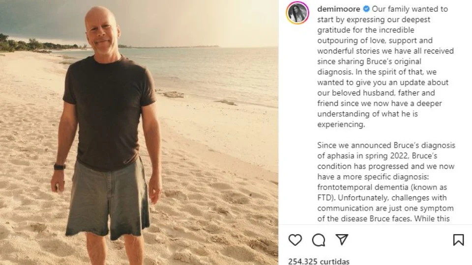 Bruce Willis é diagnosticado com Demência Frontotemporal; conheça sintomas
