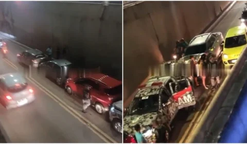 Adolescente bate carro em viatura da Rocam e provoca engavetamento em Manaus