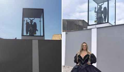 VÍDEO: mãe de santo dona de estátua de Belzebu mostra parte interna da casa