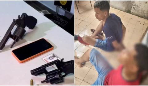 VÍDEO: suspeito e adolescente são presos com armas de fogo no Centro de Manaus