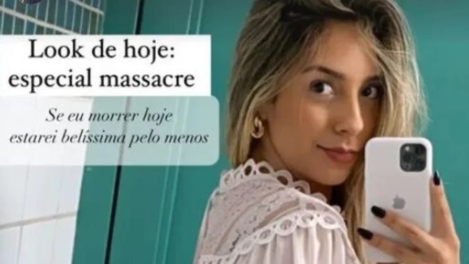 Professora do DF posta foto com frase ‘look especial massacre: morrer belíssima’