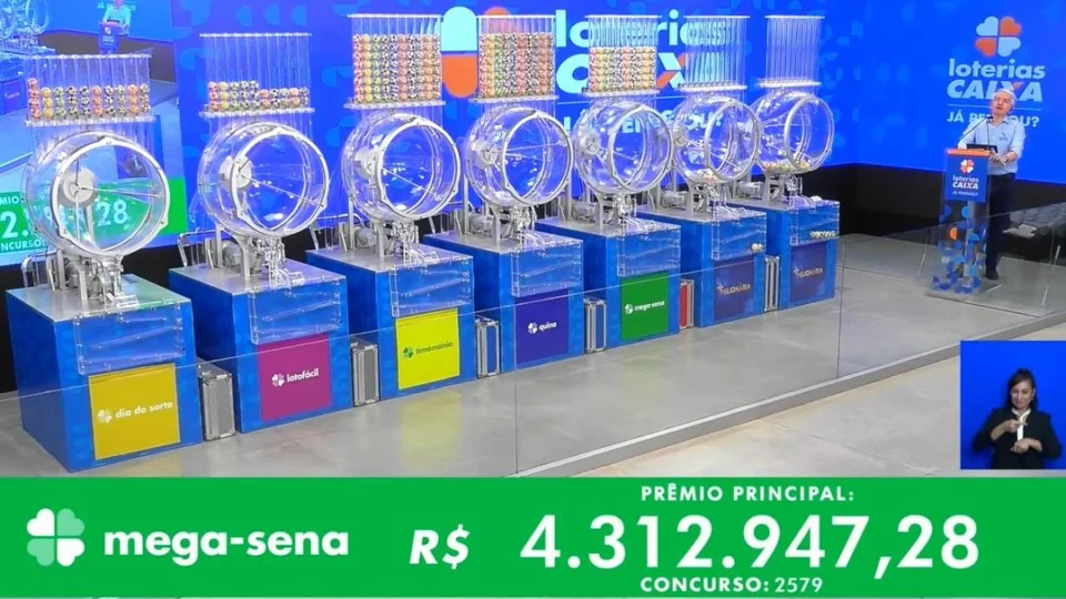 VÍDEO: confira números sorteados da Mega-Sena 2579 deste sábado, 1º