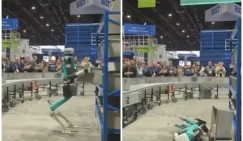 Robô ‘desmaia de exaustão’ após 20h de trabalho em feira tecnológica nos EUA