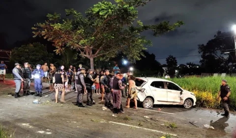 VÍDEO: suspeitos capotam carro durante perseguição na Zona Leste de Manaus