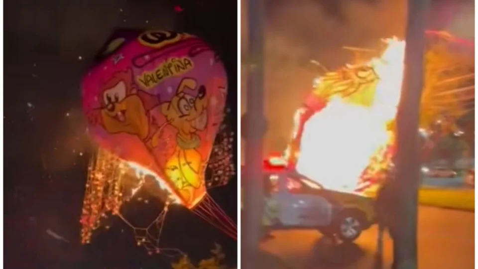 VÍDEO: balão cai em via e causa curto-circuito em rede elétrica de Curitiba-PR