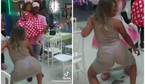VÍDEO: mãe viraliza ao dançar funk com roupa transparente em festa infantil