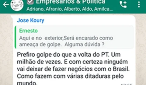 Empresários que defenderam golpe no WhatsApp serão investigados