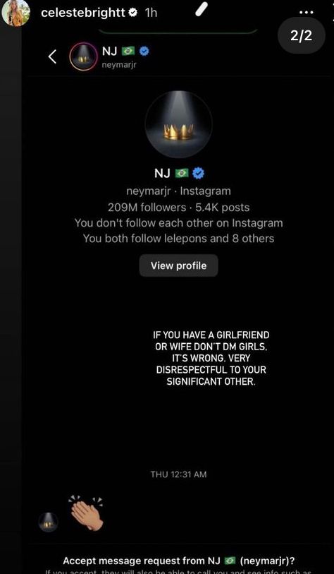 Neymar reagiu foto de modelo no Instagram - Foto:Reprodução\@celestebright