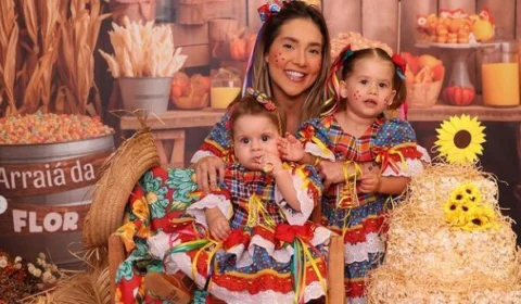 Virginia e Zé Felipe montam ‘arraiá’ para filha: ‘mesversário dela é dia 22’