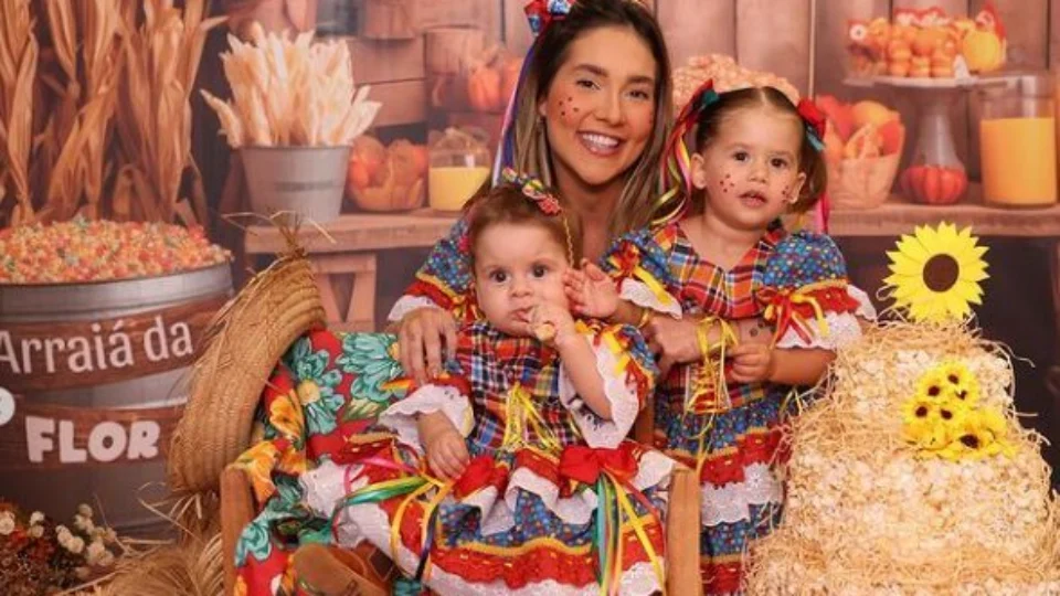 Virginia e Zé Felipe montam ‘arraiá’ para filha: ‘mesversário dela é dia 22’