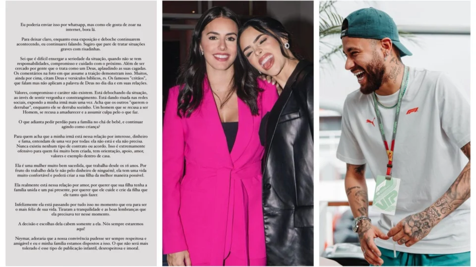 Cunhada de Neymar detona jogador: ‘Homem que se recusa a ser homem’