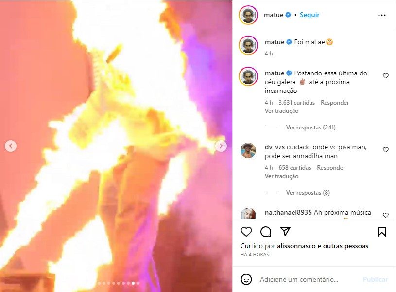 Publicação do rapper Matuê - Foto: Reprodução/Instagram @Matue