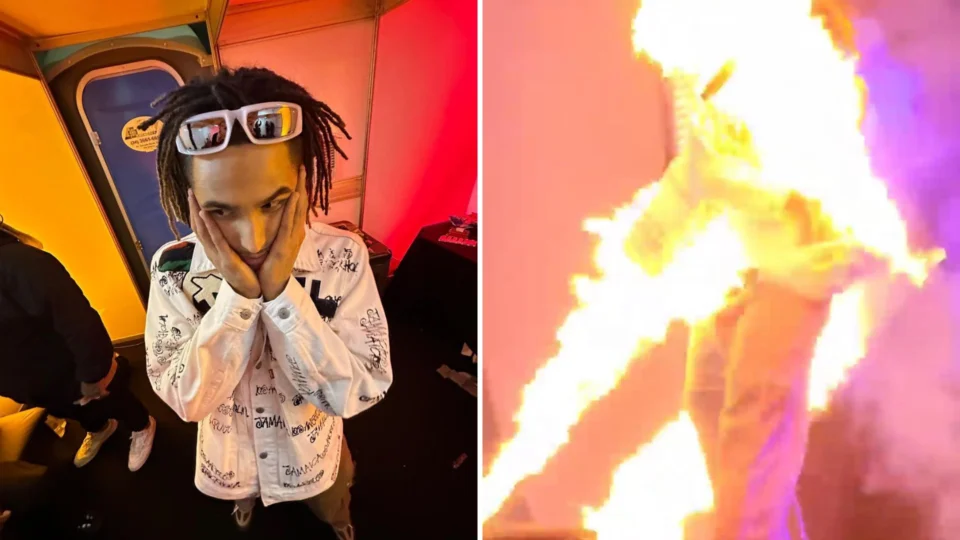 Rapper Matuê é atingido por fogo durante show em MG; veja vídeo