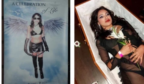 Com caixão e flores, jovem usa morte como tema de aniversário em SP; veja fotos