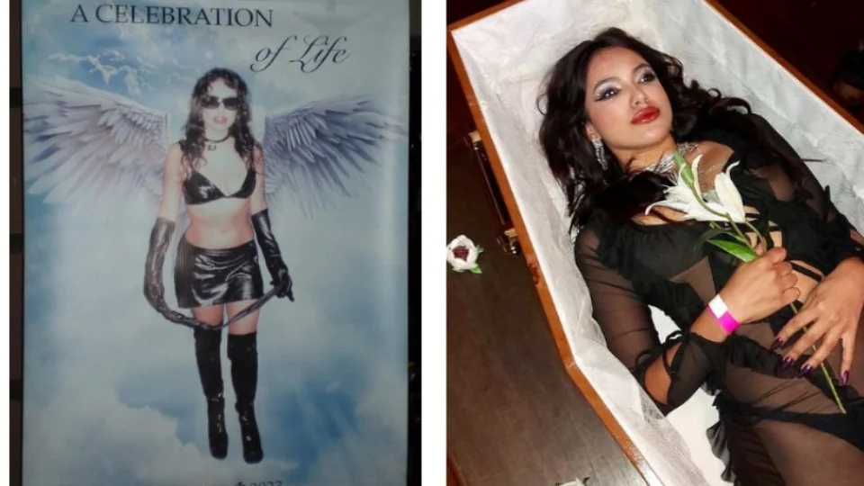 Com caixão e flores, jovem usa morte como tema de aniversário em SP; veja fotos