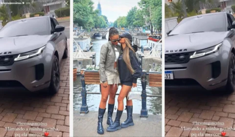 ‘Acordei com carro novo’, diz esposa de Ludmilla surpresa com presente