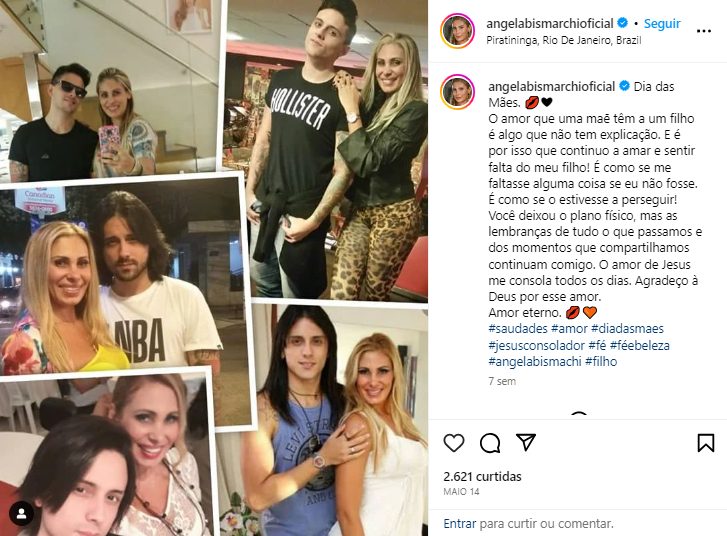 Ângela e seu único filho, Igor - Foto: Reprodução\@angelabismarchioficial