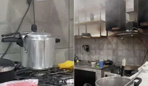 VÍDEO: família grava momento em que panela de pressão explode na cozinha