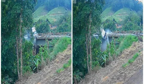 VÍDEO: motorista de caminhão adormece no volante e cai de ponte no Fundão-ES