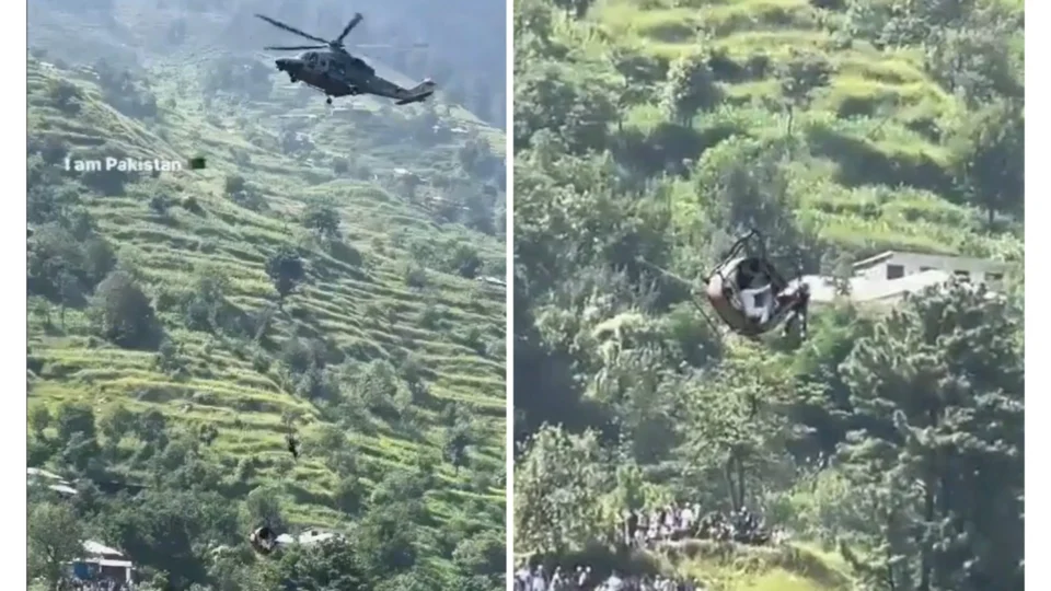 No Paquistão, 8 pessoas ficam suspensas em teleférico a 350m por 6 horas