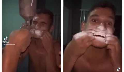 VÍDEO: jovem pinta dentes com tinta de parede e posta resultado no TikTok