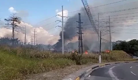 VÍDEO: incêndio em vegetação é registrado na avenida das Torres, em Manaus