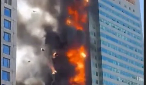 Vídeo: incêndio atinge e destrói prédio do Banco Ping An na China