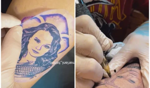 Empresário tatua rosto de Larissa Manoela com milho e PIX; confira resultado