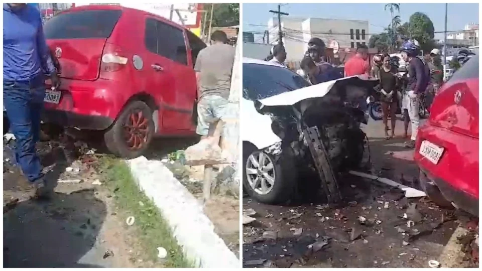 Vídeo: colisão de veículos deixa motoqueiro morto e 3 pessoas feridas em Manaus