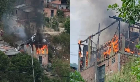 VÍDEO: incêndio destrói casa e deixa família sem nada em Manaus