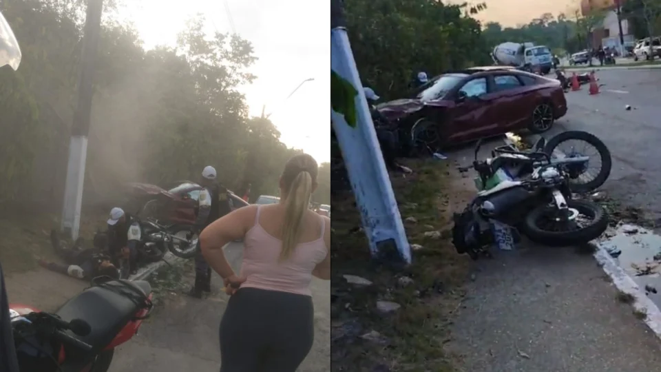 VÍDEO: acidente em blitz deixa seis feridos em avenida de Manaus
