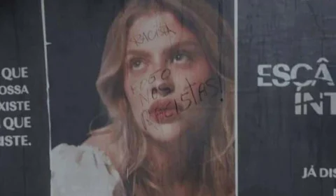 Cartaz com rosto de Luísa Sonza é pichado no RJ: ‘fogo nos racistas’; veja