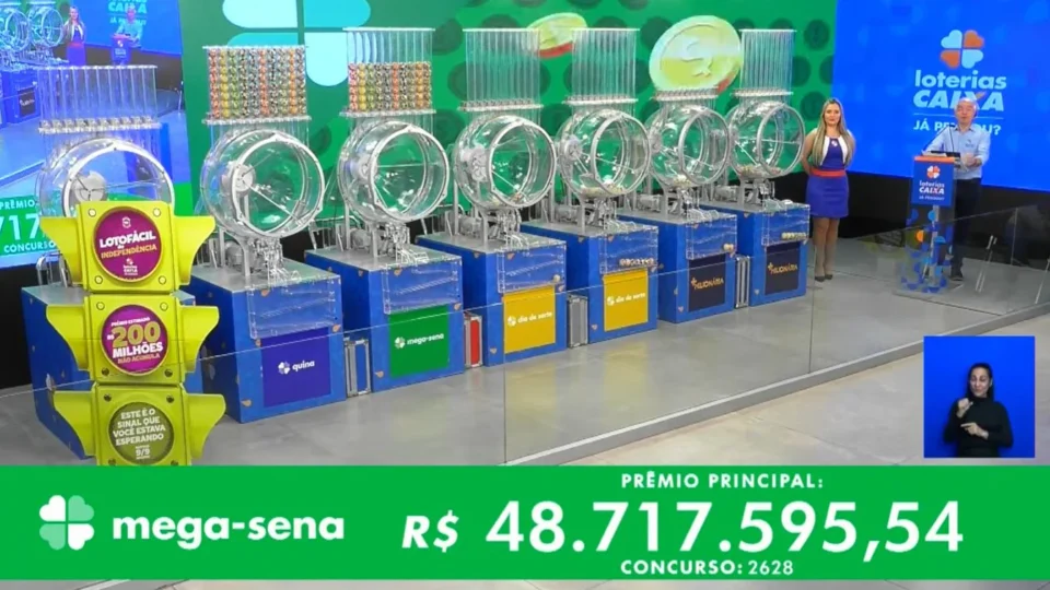 VÍDEO: confira números sorteados na Mega-Sena 2628 neste sábado, 2