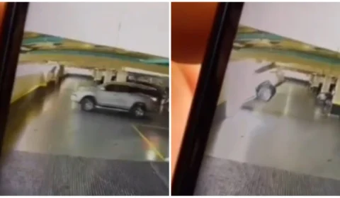 VÍDEO: carro abre buraco em parede e fica pendurado nas alturas da Grande BH