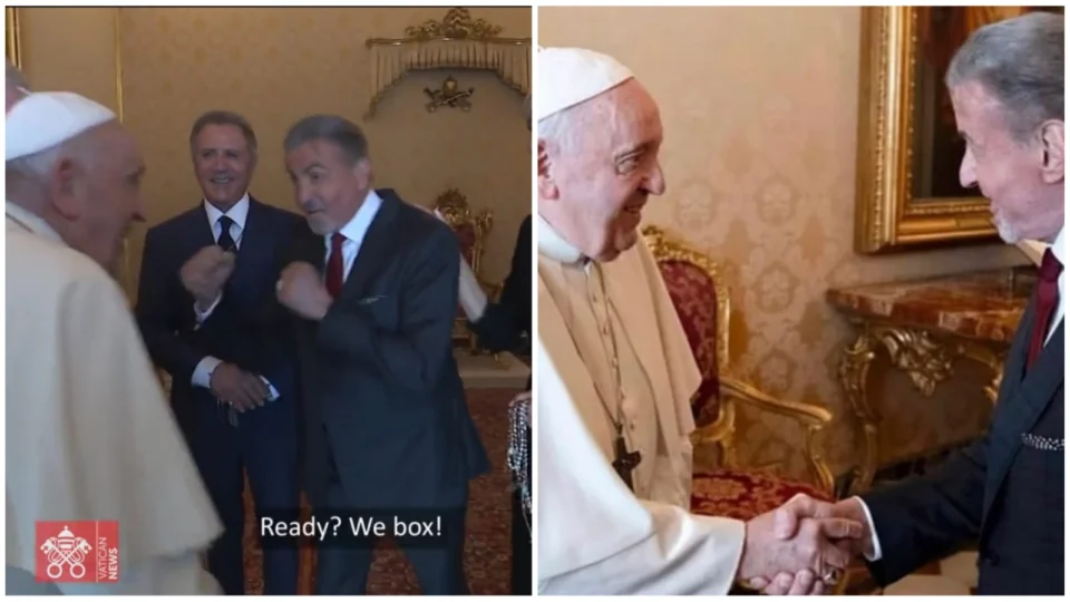 VÍDEO: Sylvester Stallone visita Vaticano, e Papa Francisco arranca risadas ao fazer gesto de boxe