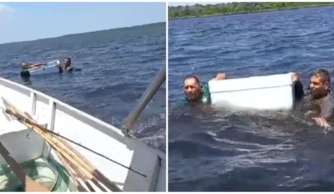 VÍDEO: pescadores à deriva são achados após 4 horas apoiados em isopor no AM