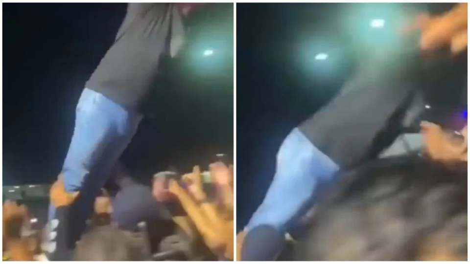 VÍDEO: prefeito de Senador Pompeu se joga na plateia e cai no chão em festa
