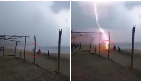 VÍDEO: raio atinge praia do México e mata duas pessoas que estavam no local