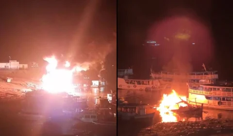 VÍDEO: explosão atinge embarcação no porto de Itacoatiara-AM