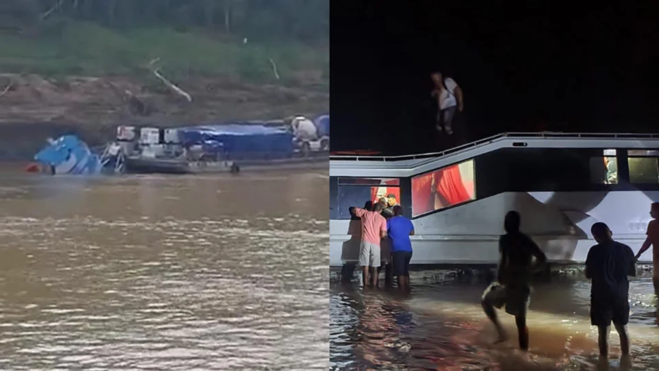 VÍDEO: empurrador naufraga e lancha colide no interior do Amazonas