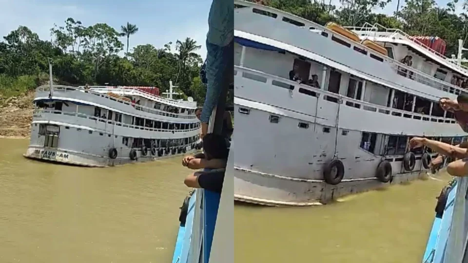 VÍDEO: embarcação colide com pedras e assusta passageiros no AM